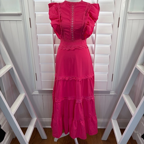 Dresses & Skirts - NWT Boutique Fuchsia Layered Cotton Maxi Dress size Small